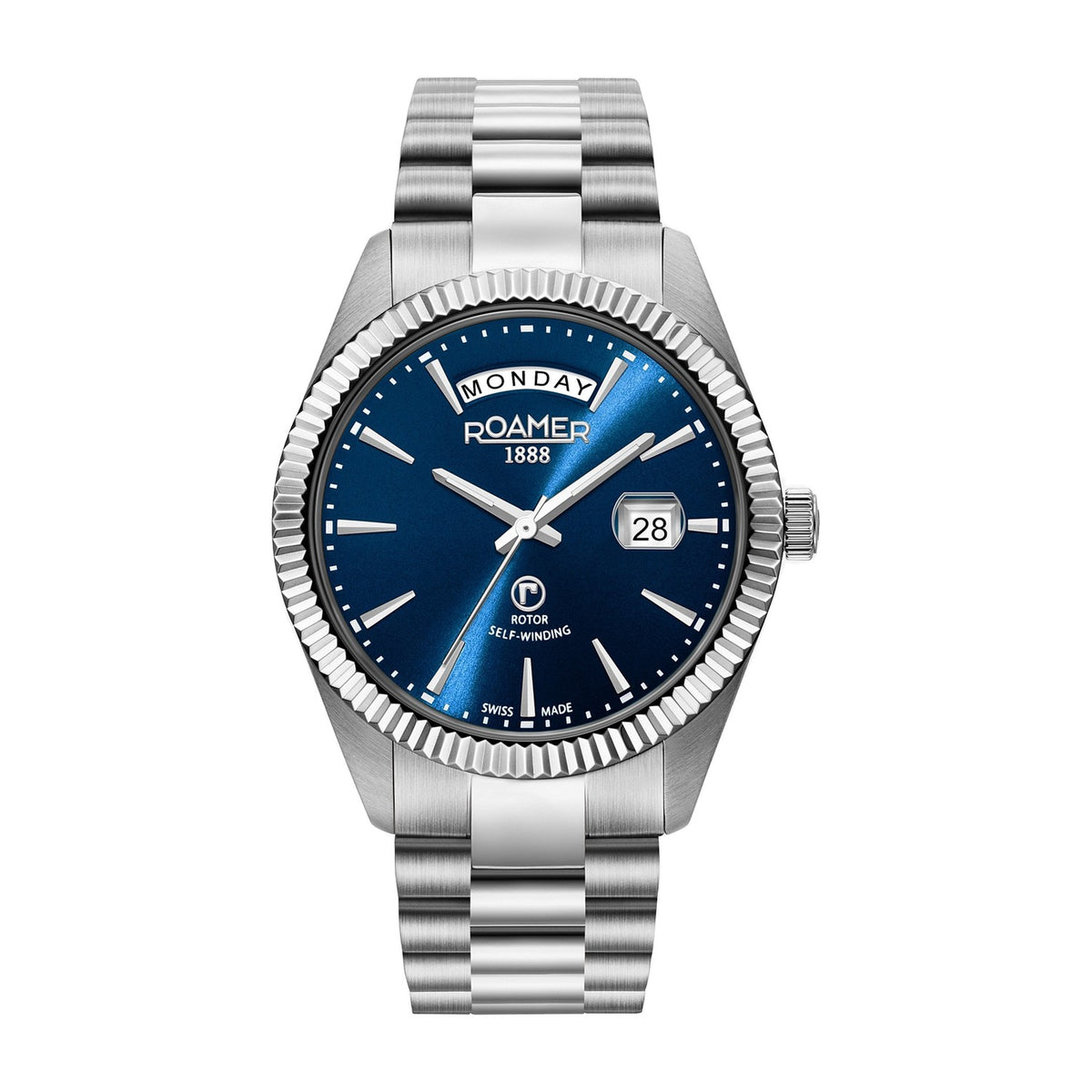 Roamer - 981662 41 45 90 - PRIMELINE DAYDATE Automatic Stainless Steel Watch for Men's - Nizam Watch House