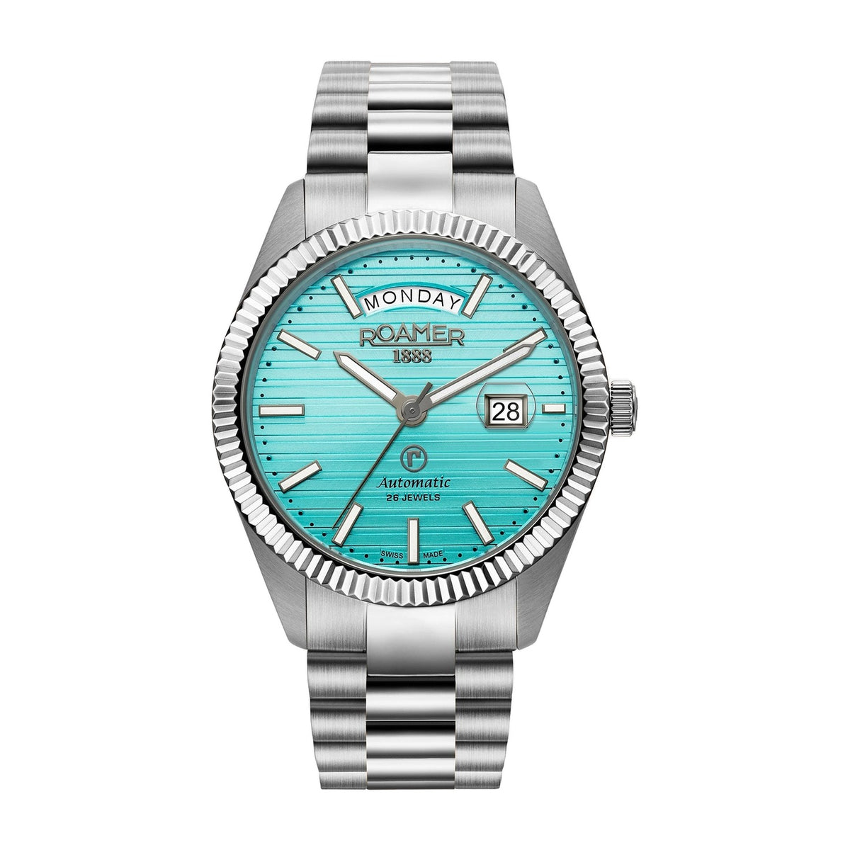 Roamer - 981666 41 05 50 - PRIMELINE DAYDATE II Automatic Stainless Steel Watch for Men's - Nizam Watch House