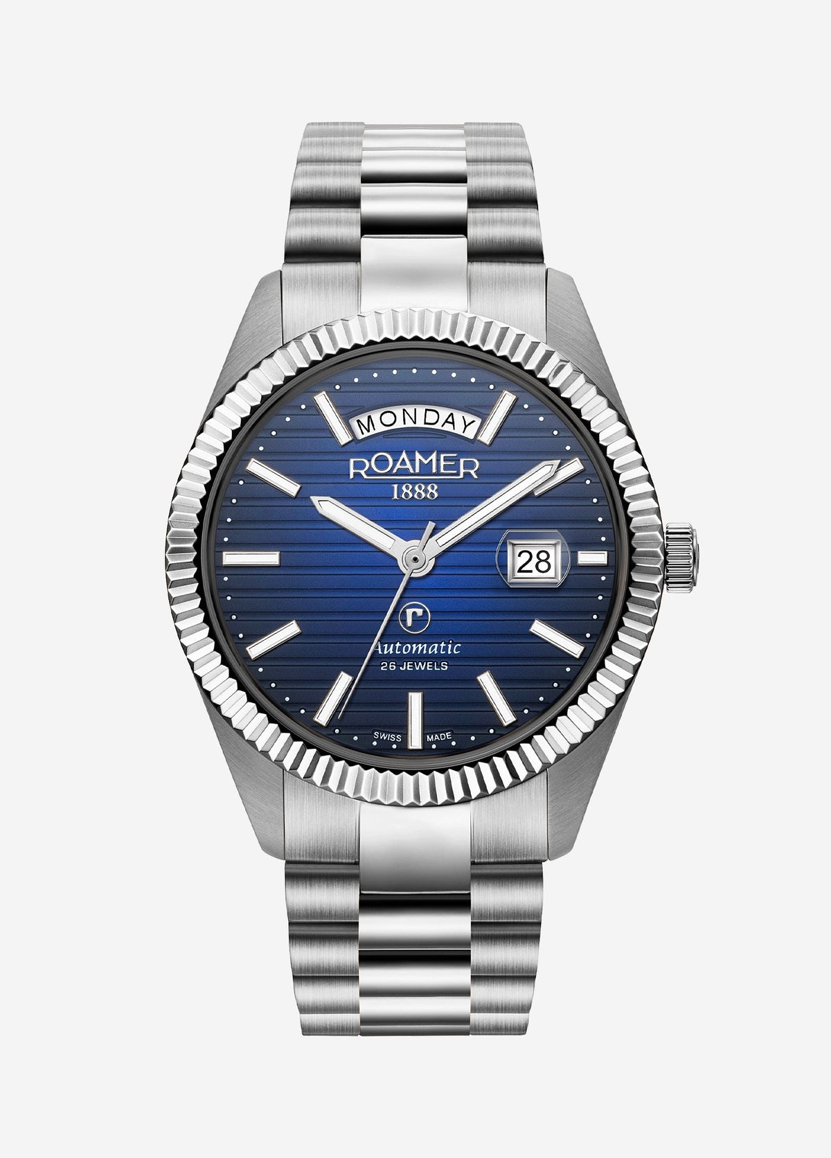 Roamer Men's Primeline Daydate II Automatic Stainless Steel Watch 981666 41 45 50