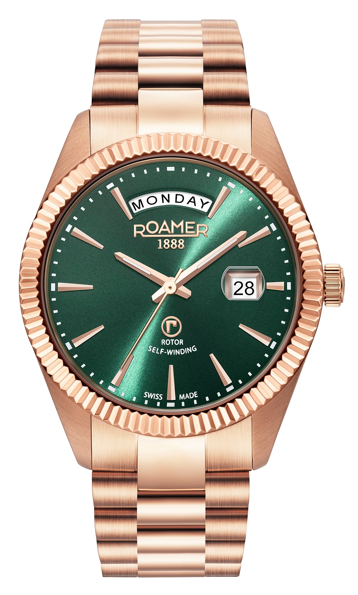 Roamer Men's Primeline Daydate II Automatic Stainless Steel Watch 981666 46 75 50
