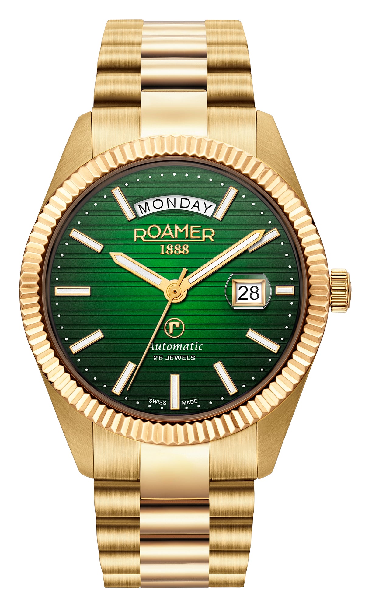 Roamer Men's Primeline Daydate II Automatic Stainless Steel Watch 981666 48 75 50