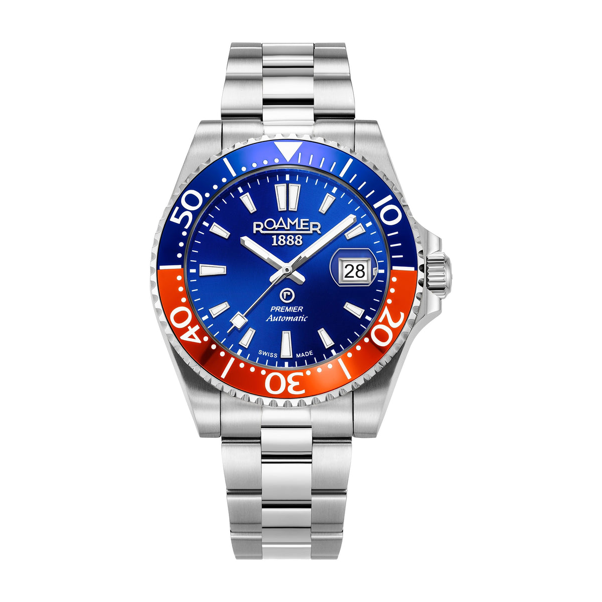 Roamer Men's Premier Automatic Stainless Steel Watch 986983 41 45 20 - Nizam Watch House