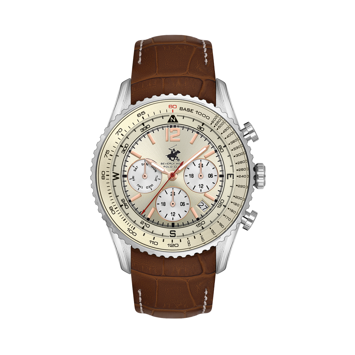 BHPC-BP3723X.375 - Leather Strap Multifunction Watch For Men
