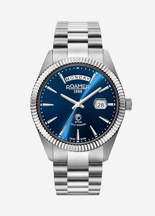 Roamer -  981662 41 45 90 - PRIMELINE DAYDATE Automatic Stainless Steel Watch for Men's