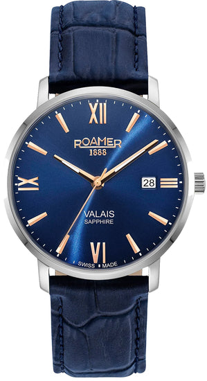 Roamer -958833 41 43 05 - VALAIS Leather Straps Quartz Watch for Men's