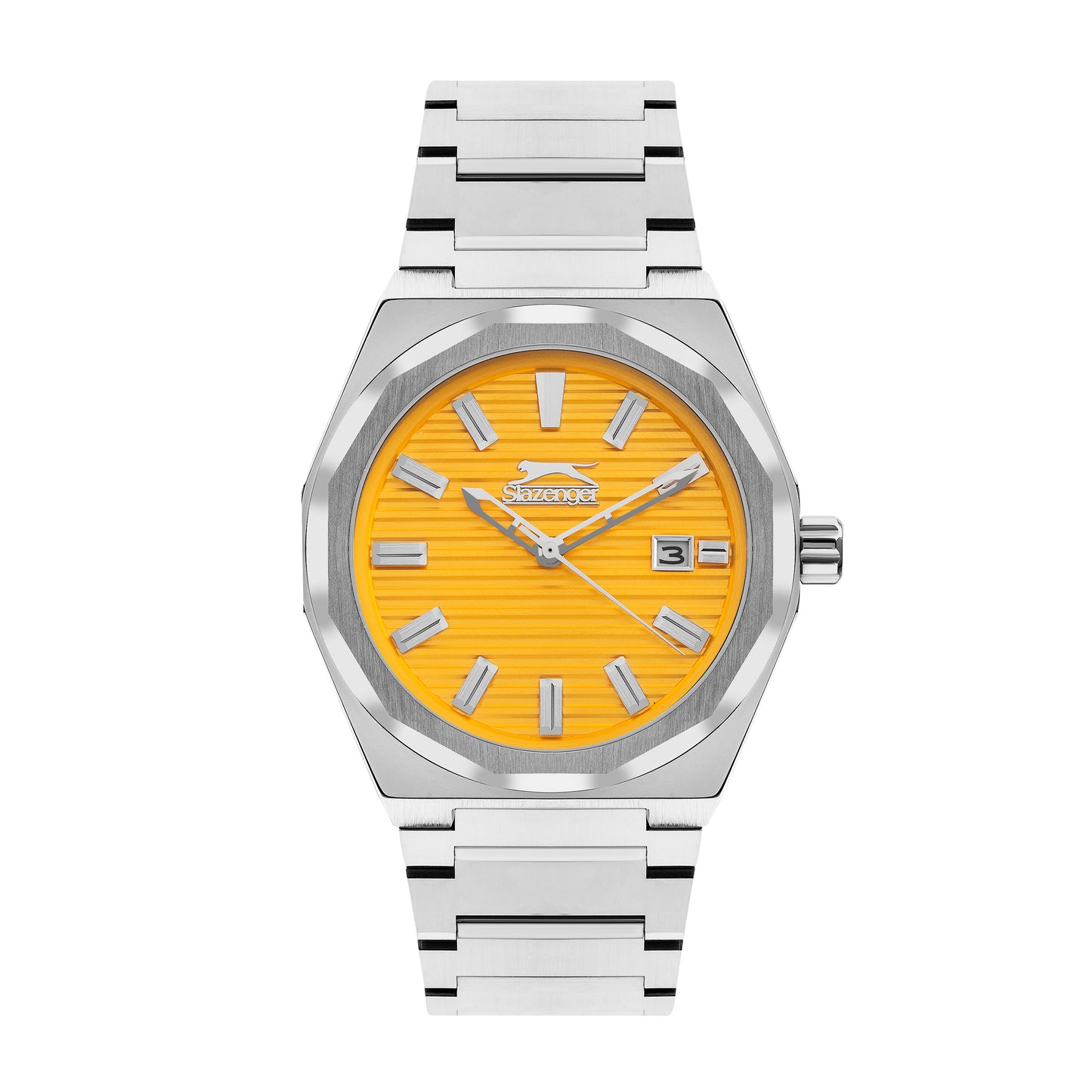 Slazenger SL.9.2143.1.06 Quartz Male Metal Silver Band Yellow Dial Watch