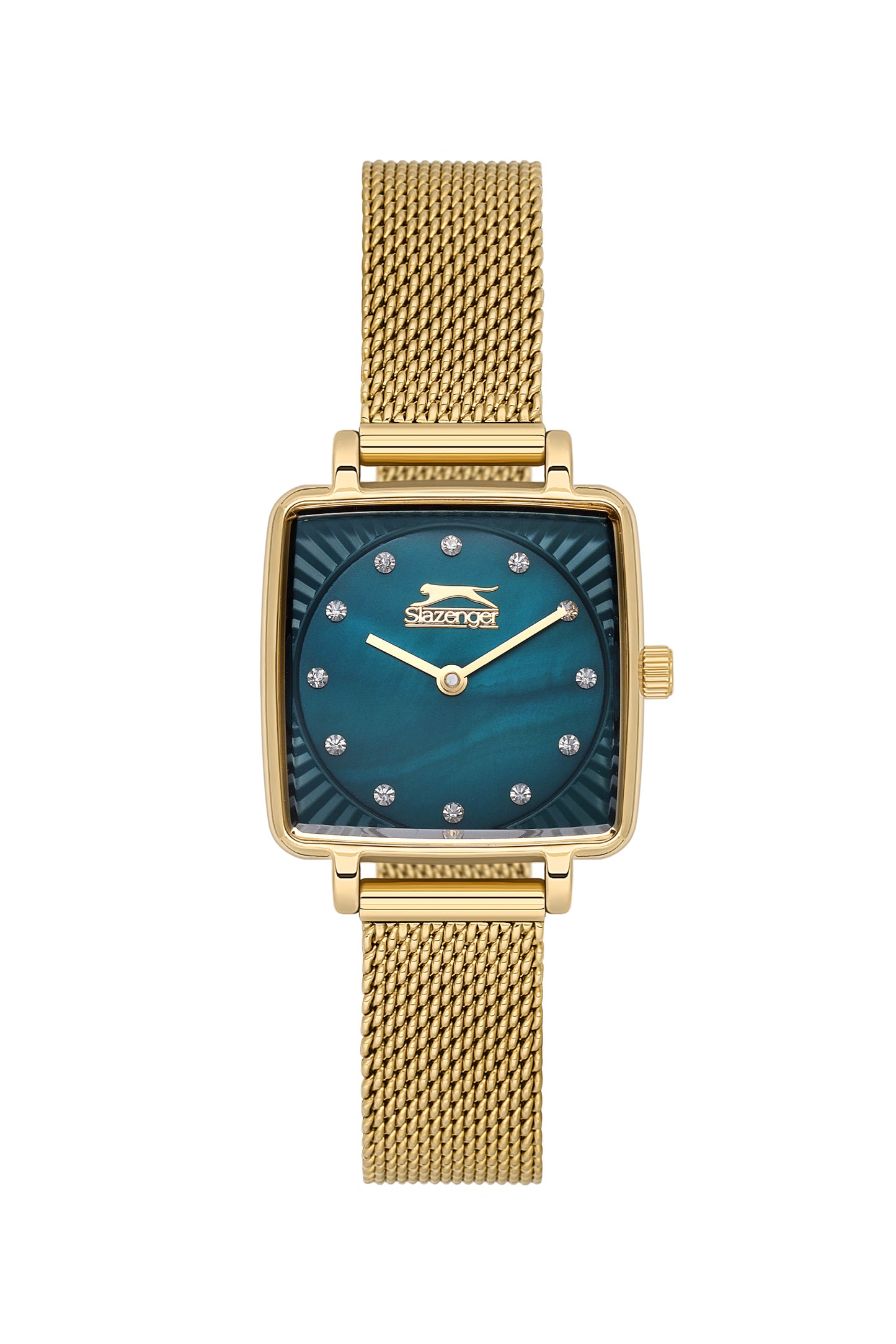 Slazenger SL.9.2255.3.06 Quartz Female Mesh Gold Band Green Dial Watch