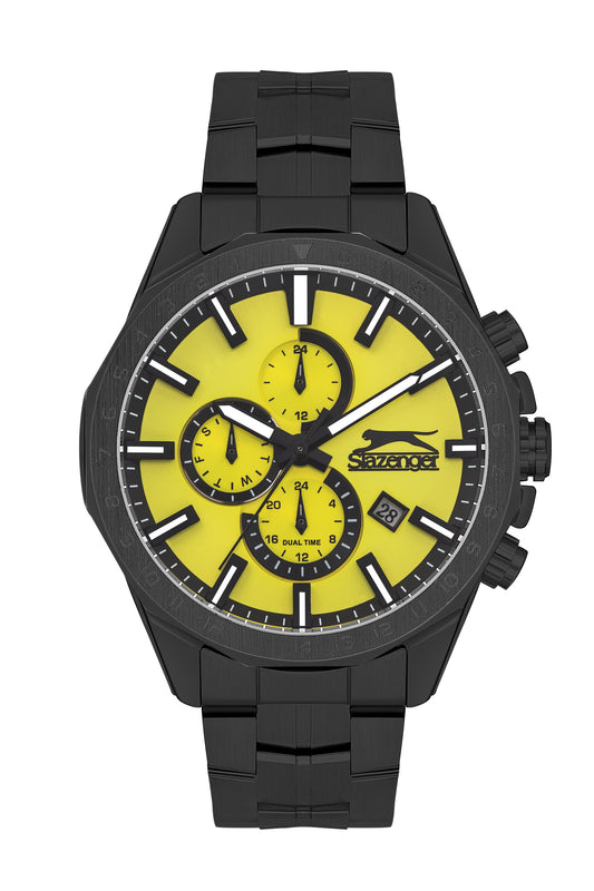 Slazenger SL.9.2259.2.06 Quartz Male Metal Black Band Yellow Dial Watch