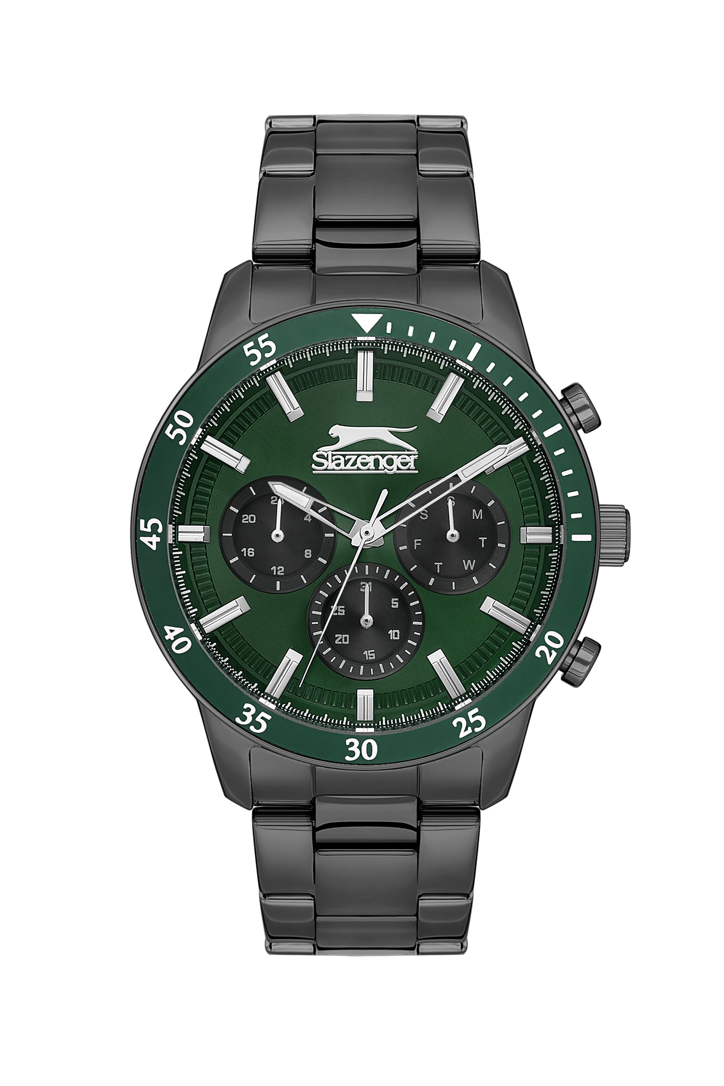 Slazenger SL.9.2260.2.02 Quartz Male Metal Gun Band Green Dial Watch