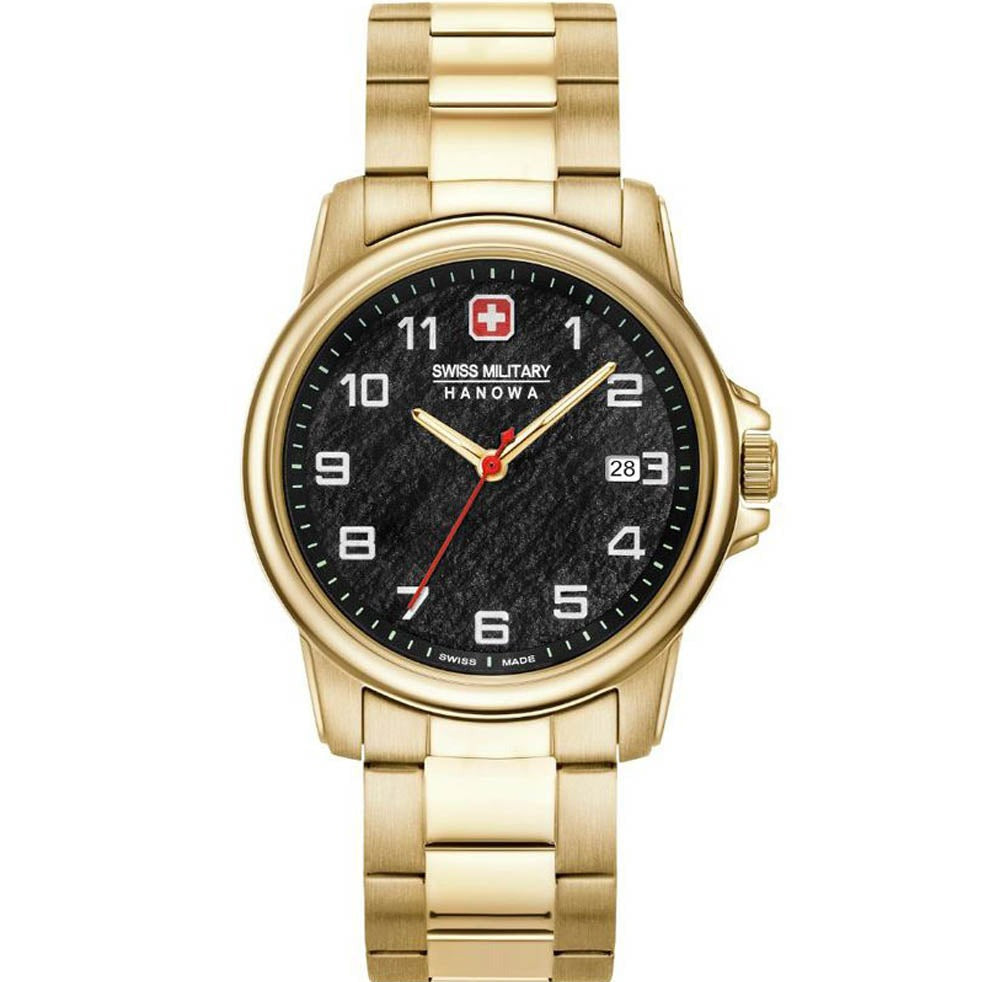 Swiss Military Hanowa Unisex-Adults Analog Quartz Watch with Stainless Steel Strap 06-5231.7.02.007, Gold, Bracelet